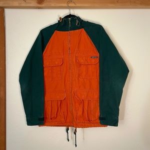 Vintage Men's Cargo Hooded Colorblock Jacket